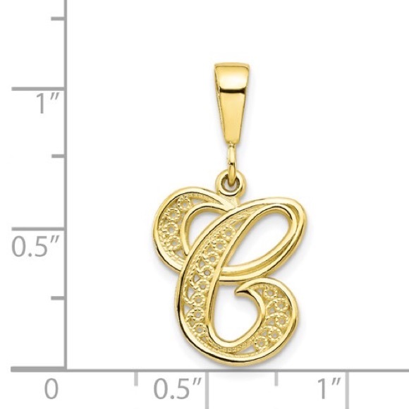 10k yellow or white genuine gold Filigree letter initial alphabet charm pendant - Picture 4 of 16